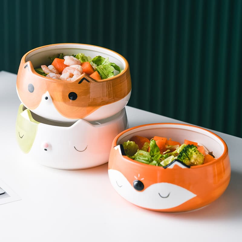Porcelain Cartoon Pet and Children’s Breakfast Bowl – Microwave Safe