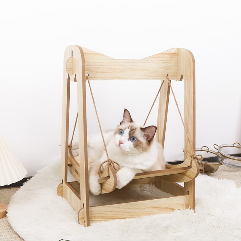 Wooden Hanging Pet Hammock – Cozy Suspended Bed for Cats and Small Pets