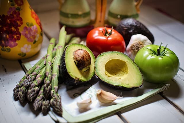 Avocado with other fruits and vegetables