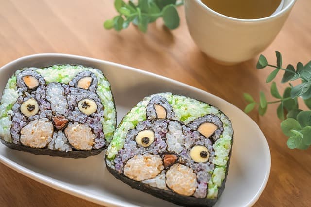 Sushi rice with face of dog