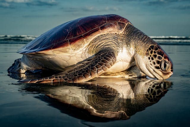 Green Sea Turtle on Beach